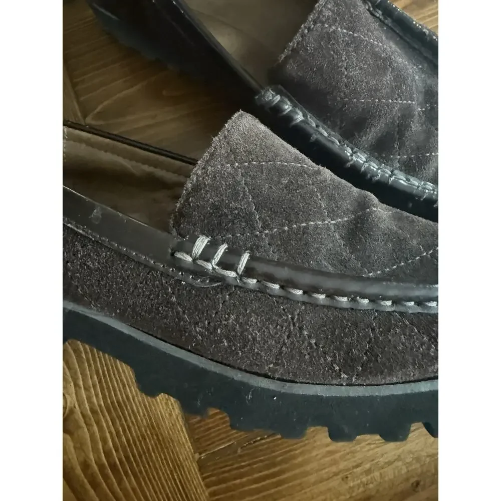 Donald J Pliner Peggi Lug Sole Loafers in Brown Suede US Size 8